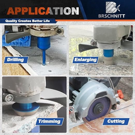 Diamond Core Drill Bit Set - BRSCHNITT Tile Hole Saw Kit 1/4" 5/16" 3/8" 4/5" 1-3/8"2" 2-1/2" & 4/5" Finger Bit & 2" Chamfer Bit for Porcelain Tile Ceramic Marble Granite & Diamond Blade