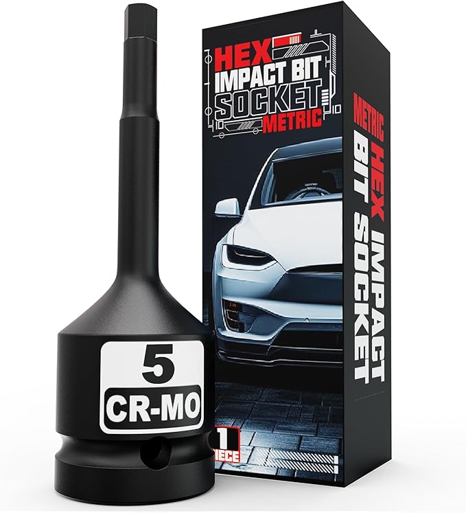 1/2" Drive 5 mm Hex Impact Bit Socket, H5 Allen Bit Socket, Metric, Cr-Mo Steel, Automotive Repair Industrial Maintenance and DIY Enthusiasts Alike