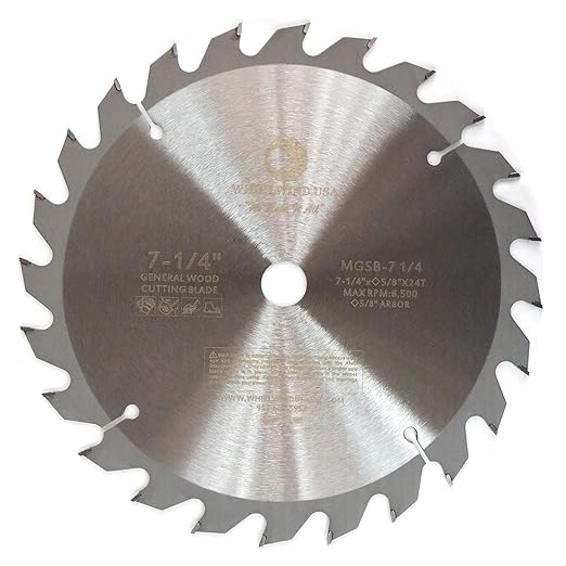 MGSB 7 1/4 Inch 24 Teeth Circular Saw Blade for Wood,Carbide Cordless Miter/Table Saw Blade,5/8" Arbor