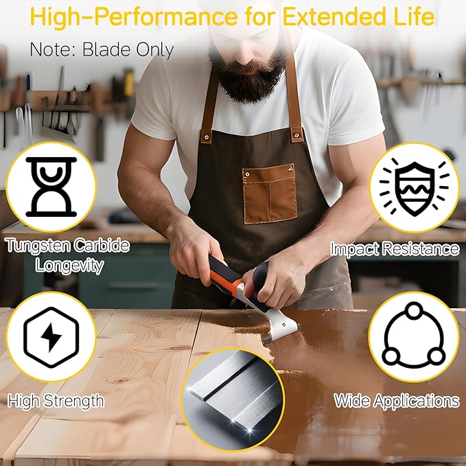 1-1/2" Replacement Premium Ergonomic Carbide Scraper Blades - Extend Your Tool's Life - Fits Heavy-Duty Scraper for Scraping Paint, Glue, Rust, Stains, Putty on Wood, Metal, Glass (1-Pack)