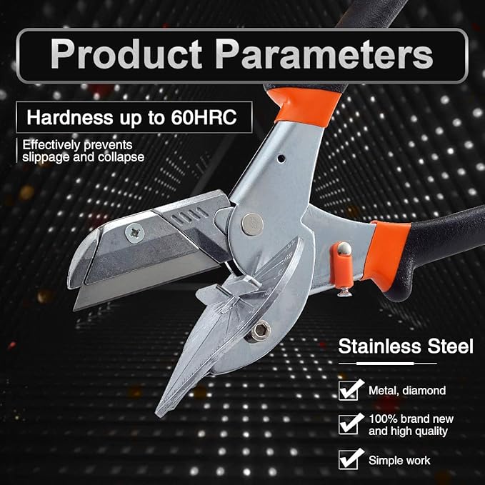 KATUR Multi Angle Miter Shear Cutter Hand Tools 45 Degree to 135 Degree with Spare Blade PVC PE Plastic Pipe Scissors (Black)