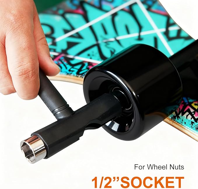 Skate Tools All-in-One, Skateboard T Tool, Tool Accessory with T-Type Allen Key and L-Type Phillips Head Wrench Screwdriver for Adjust Skateboards, Roller Skates, Longboards