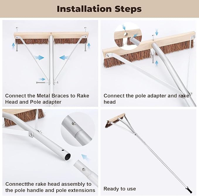 Leaf Roof Brush with Gloves, Roof Rake Remove Leaves, Adjustable 5-21ft Roof Cleaning Brush Tool for Shingles, Corrugated, Solar Panel, Lightweight Long Handle Extension Aluminum Poles Broom