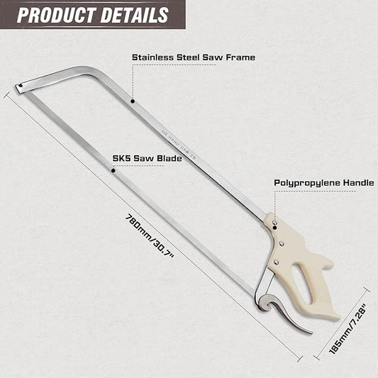 KATA Meat Saw for Butchering at Home: 25-inch Handsaws Bone Saw for Butchering - Butcher Saw for Meat Bone Cutting with SK5 Blade - Frozen Meat Processing Bone Saw, Processed Livestock and Game