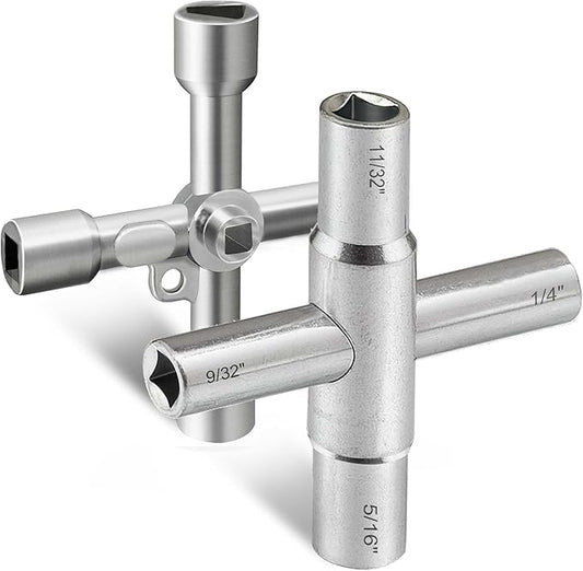 4 Way Sillcock Key Wrench Set, Multi-functional Utilities Water Key, Fits Most Sillcock, Stopcock, Water Spigots, Wall-hydrant, Control Cabinet and Valves, 2-Pk