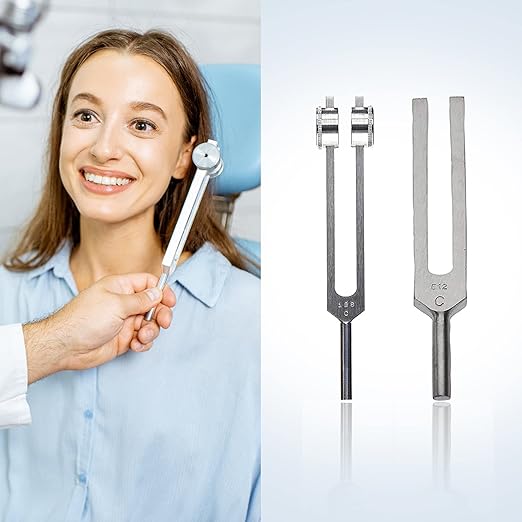 Diagnostics Kit - Percussion Taylor Reflex Hammer + C 128 & C 512 Tuning Forks + Bandage Scissors + Pupil Gauge Pen Light in Carrying Case - 6 Pieces Set - Silver