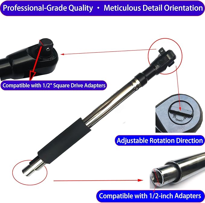 Offset Wrench Extender - 1/2" Drive Impact Wrench Adapter, Heavy-Duty Ratchet Extension for Tight Spaces, Fits Standard Sockets