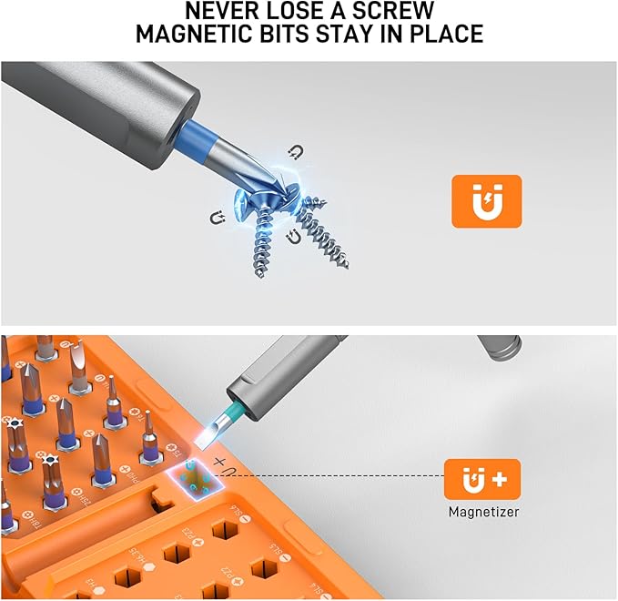 42 in 1 Magnetic Screwdriver Set, Ratchet Screwdriver Set with Case, T Handle Ratchet Screwdriver for Electronics and DIY, Great Christmas Gift for Men & DIY Lovers (Orange)