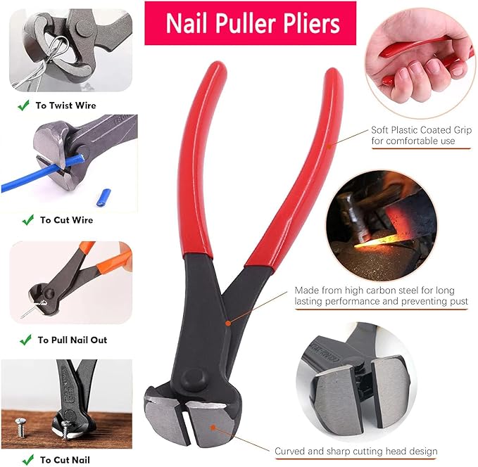 Upholstery Staple Remover Tack Puller Nail Remover Tool Set Nail Puller Plier, Staple Puller, Tack Lifter, Fastener Remover, for Furniture Floor Wall Wooden Case Photo Frame with a Leather Zipper Bag