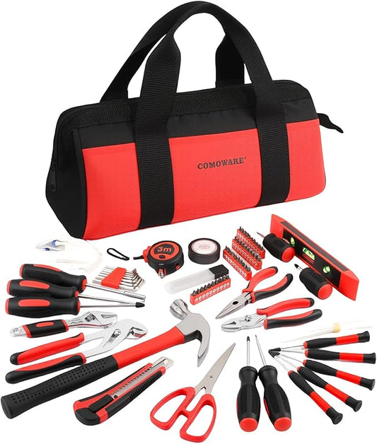 COMOWARE 218 Pcs Home Tool Kit - Basic Household Hand Tool Set, Truck Tool Kit Socket Wrench Combination Tool Set for Home with Plastic Toolbox Storage Case, Rv tool set竊똓ed