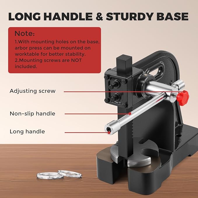 Bonvoisin Arbor Press 1 Ton Manual Arbor Press Cast Iron Made with 3 Drifts