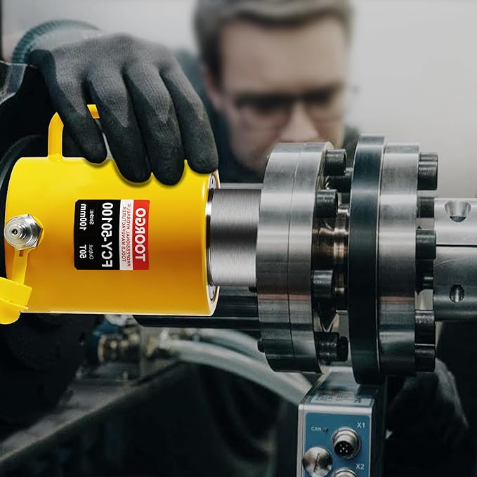 50T 4Inch Stroke Porta Power Single Acting Lifting Cylinder for Shipbuilding, Machinery and Industry,Automatically Retract Split Hydraulic Cylinders Jacks, Yellow
