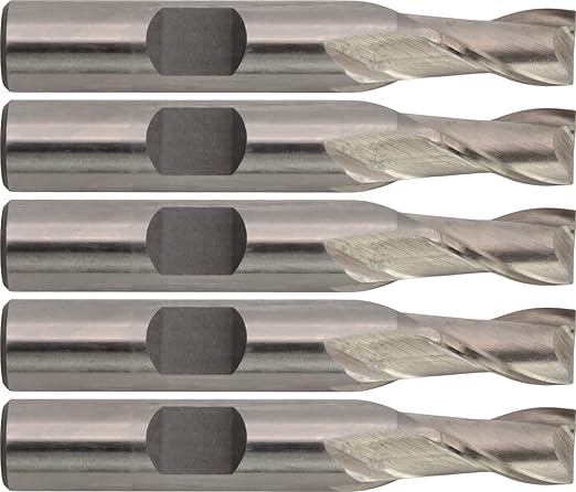 CME 5 pcs M42 Cobalt End Mills, Square Nose, Bright (Uncoated) Finish, 5/16" Mill Diameter, 9/16" Length of Cut, 2 5/16" Overall Length, 2 Flute, Center Cutting