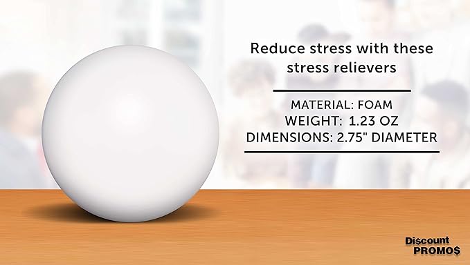 Stress Balls for Adults, 10 pack, Hand Exercise, Perfect For Your Desk, Office, or Home, White