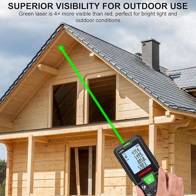 Laser Measure Device,LASELION 229ft Digital Laser Tape Measure High Accuracy,Area Measurement,Volume and Pythagoras,LCD Backlit,Laser Distance Measuring Tool/Area/Volume/Pythagorean-LG70