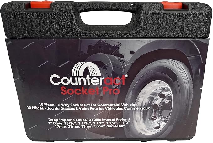 Counteract Socket Pro ??6 Way Socket 10pc Set - 13/16", 1-1/16", 1-1/8", 1-1/4", 1-1/2", 17mm, 21mm, 33mm, 35mm, 41mm - 1" Drive