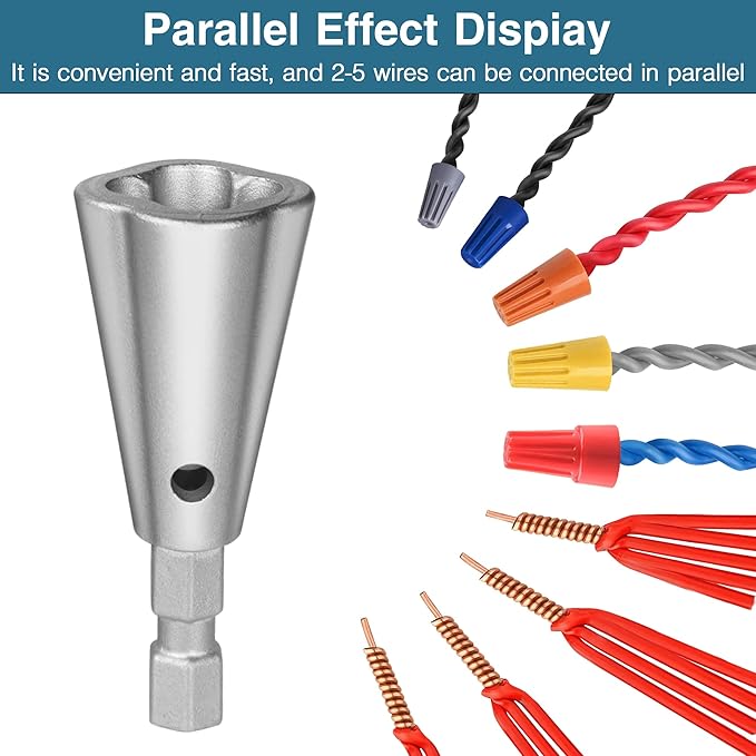 Wire Nut Twister,Wire Twisting Tool,Wire Nut Twiter for Drill,Spin Twist Wire Connector Socket,Wire Connector Driver with 1/4" Chuck,Wire Stripping and Twisting Tool(Wire Nut Twister Metal)
