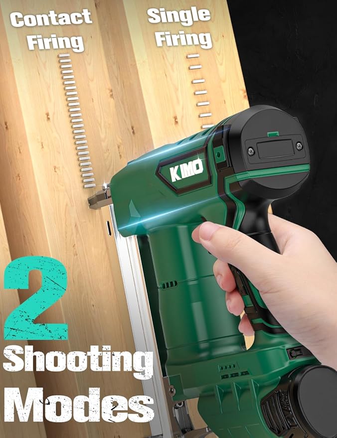 KIMO 2" Brad Nailer Cordless w/Battery 2.0Ah X2, 5000pcs Nails, 180 Nails/min, Single & Contact Firing, Fast Charger, LED Light, Adjustable Depth 18 GA Cordless Nail Gun for DIY Woodworking Framing
