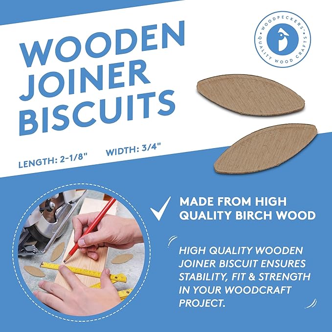 Wooden Joiner Biscuits, Size 10, Pack of 250 Pieces, Premium Birch Wood Joining Biscuits for Strong & Precise Joints