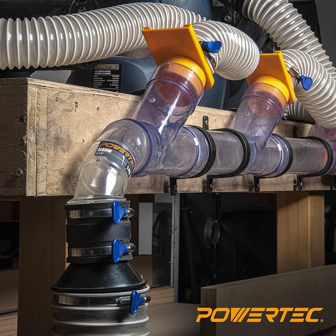 POWERTEC 70337-P2 2-1/2" Dust Control Flex Cuff w/Adjustable Key Hose Clamps, Hose Connector Rubber Cuff Coupler for Woodworking Dust Collection Fittings, Dust Collector Accessories & Machinery, 2 PK