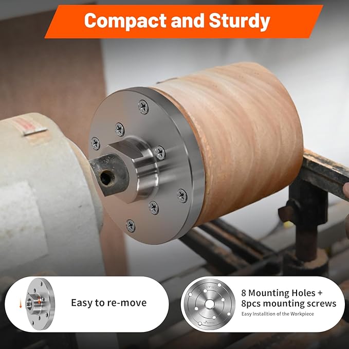4" Steel Wood Lathe Faceplate,Faceplate for Wood Lathe,Lathe Face Plate Fit for 3/4" x 16TPI Spindle without Screwchuck