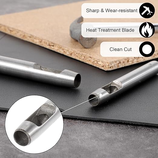 Leather Hole Punch Tool, 22pcs Circle Hole Punch Set - 0.5-12mm for Watch Bands, Belts, Canvas, Paper, Plastic, Leather Working