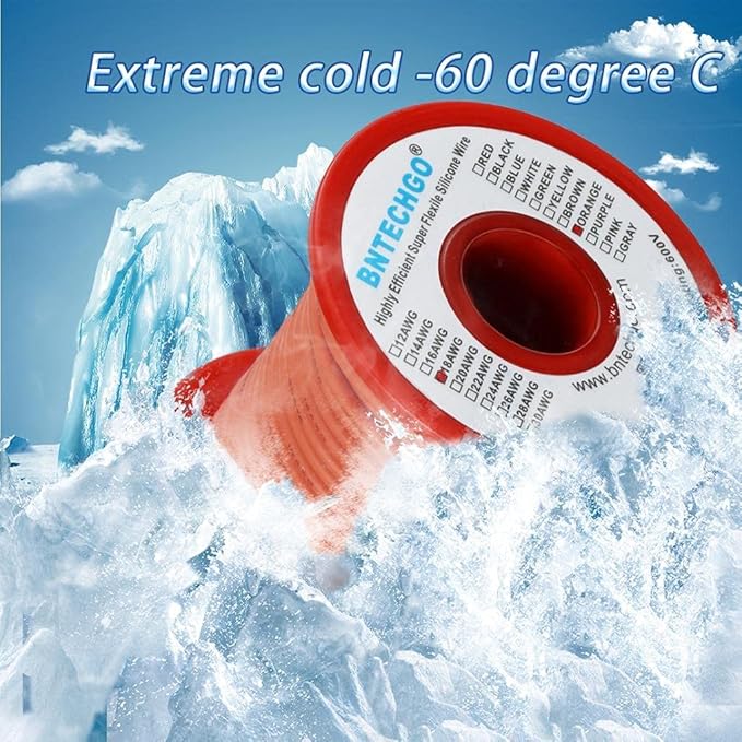 BNTECHGO 18 Gauge Silicone Wire Spool 100 ft Orange Flexible 18 AWG Stranded Tinned Copper Wire