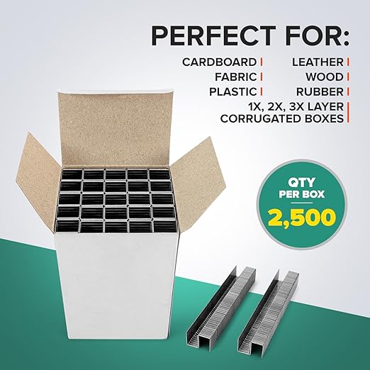 IDL Packaging Heavy Duty Staples for Pneumatic Stapling Plier SP50-10B-A, 1/2" x 5/8" x 0.128" (10 Boxes, 25000 pcs) - High-Tensile Stainless Steel for Industrial Staplers