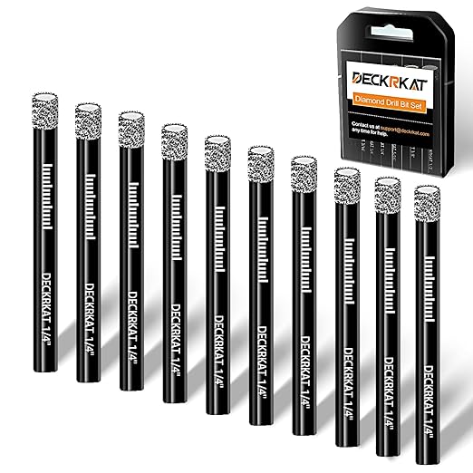 10 Packs Dry Diamond Drill Bits Set 1/4" 6mm Vacuum Brazed Diamond Hole Saws for Granite Tile Ceramic Marble Stone Glass and More Hard Materials (not for Wood), Round Shank with Storage Case