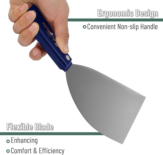 Bates- Putty Knife, 6-Inch, Carbon Steel, Flexible, Metal Scraper, Spackle Knife, Drywall Spackle, Metal Paint Scraper Tool, Putty Knife Scraper, Wall Scraper