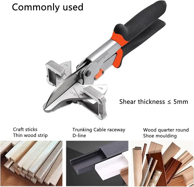 Miter Shears for Wood Trim Molding,Long Handle Quarter Round Cutting Tool with 22.5 degree,Shoe Molding Cutter Tool for Crafting,Multi Angle Shears with 2 Replacement blades