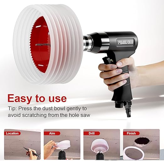 6.25" (159mm) Bi-Metal M42 High Speed Steel Hole Saw with Dust Bowl and Pilot Drill Bit, Smooth Cutting Edge for PVC, Drywall, Wood, Plastic, Gypsum Board, Rubber, Thin Metal