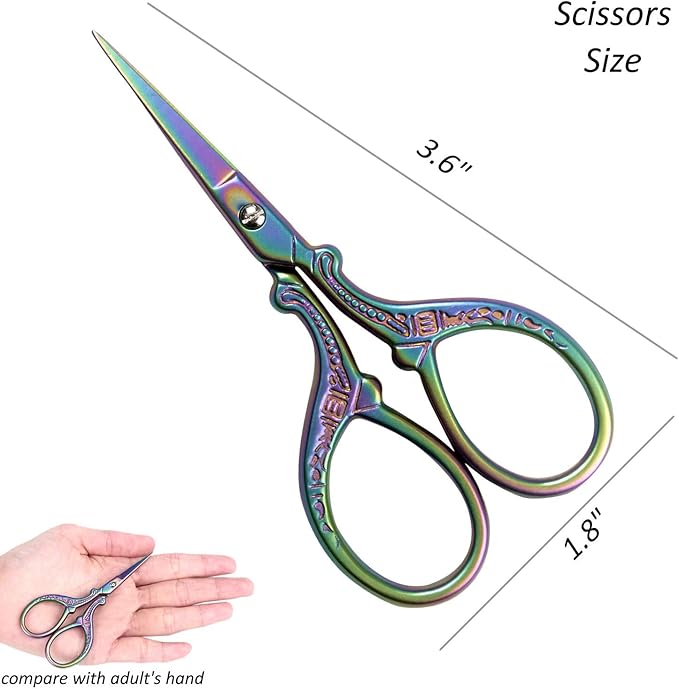 BIHRTC 3.6 Inch Mini Embroidery Scissors Sewing Crafting Stainless Steel Sharp Tip Scissors Shears for Needlework Threading Craft Art Work DIY Tools Cross Sticth