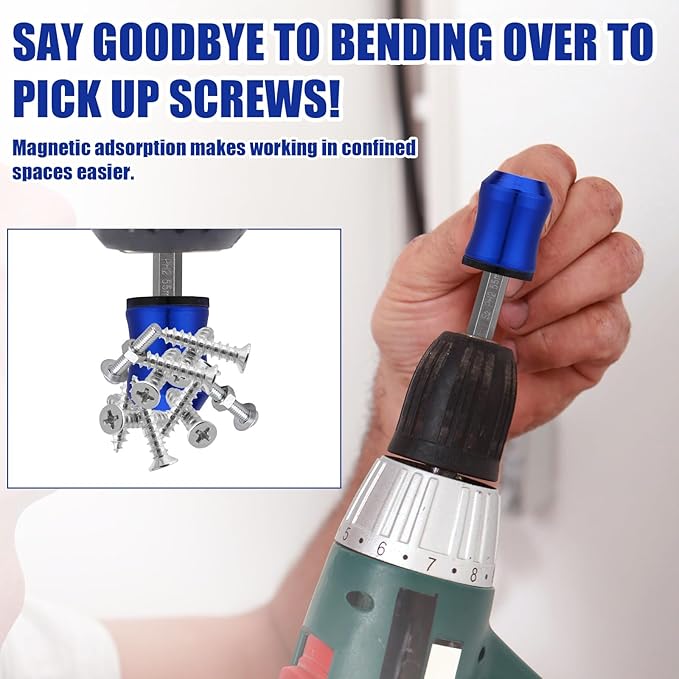 5pcs Strong Magnetic Screw Rings, Magnetic Screw Rings with Double-Ended Screwdriver Bit & Slotted Phillips Screwdriver Bit for Woodworking Maintenance Household Repairs