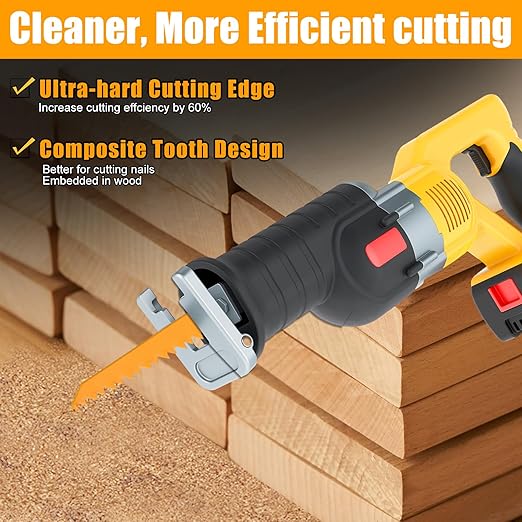 Lothee 100 Pack 6tpi Reciprocating Saw Blade Bulk Taper-Back Bi-Metal Saw Blades for Metal Woodcutting General Purpose Wood Cutting Pipe (9 Inch)