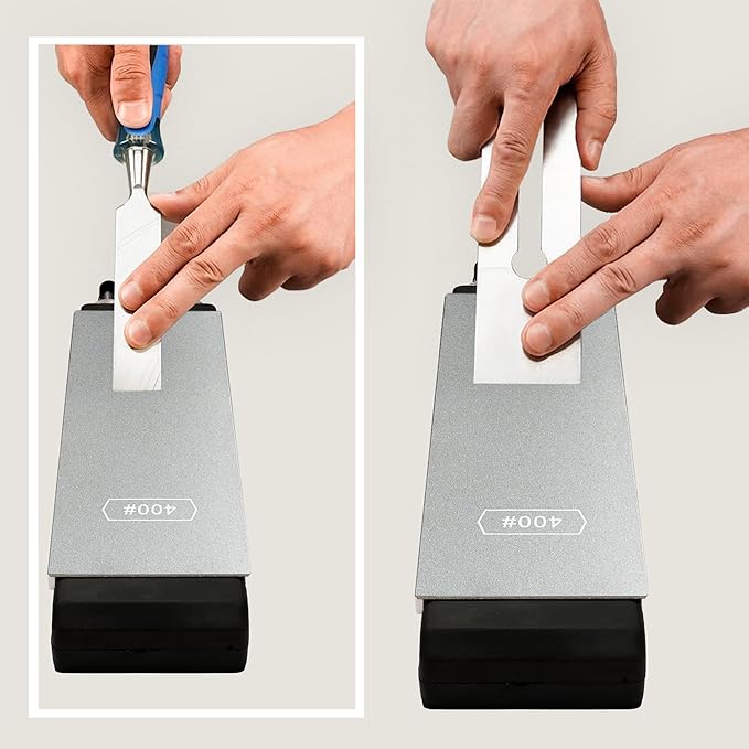 Double-sided Diamond Sharpening Stone Set ??Coarse 400 & Fine 1200 Grit ??Durable & Rust-Proof with Sharpening Stone Holder and Angle Guide(8 x 3 Inch)