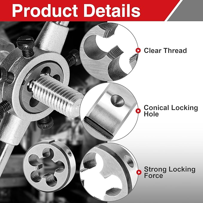 M10 x 1.0 Tap and Die Set, Metric Right Hand M10 x 1.0mm High-Speed Steel 6542 Right Hand Threading Tools, for General Metalworking and Maintenance on Equipment