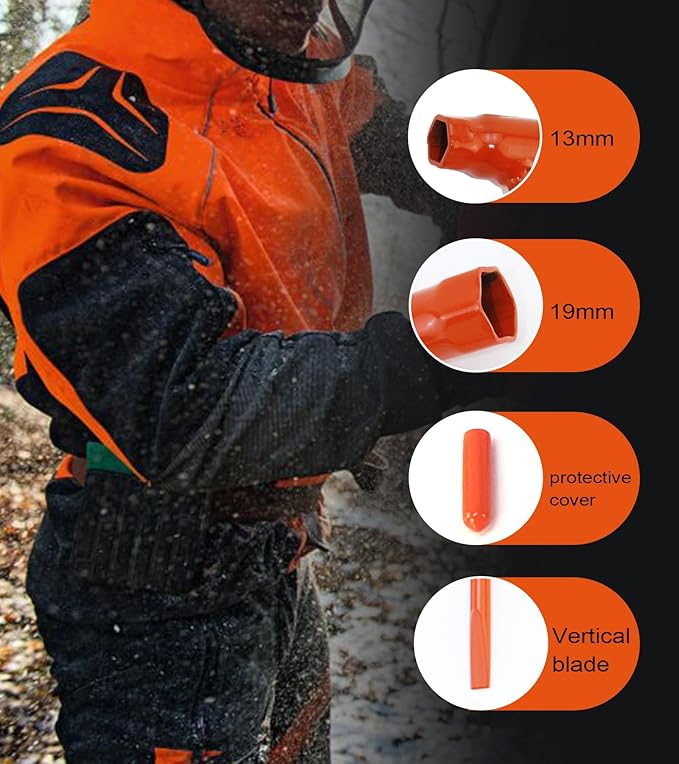OSROENE 3 Pack Chainsaw Wrench, Orange Chainsaw Tool Compatible with Stihl Husqvarna, Chain Saw Scrench, 13 by 19mm 1/2x3/4 T-Wrench Spanner Tool