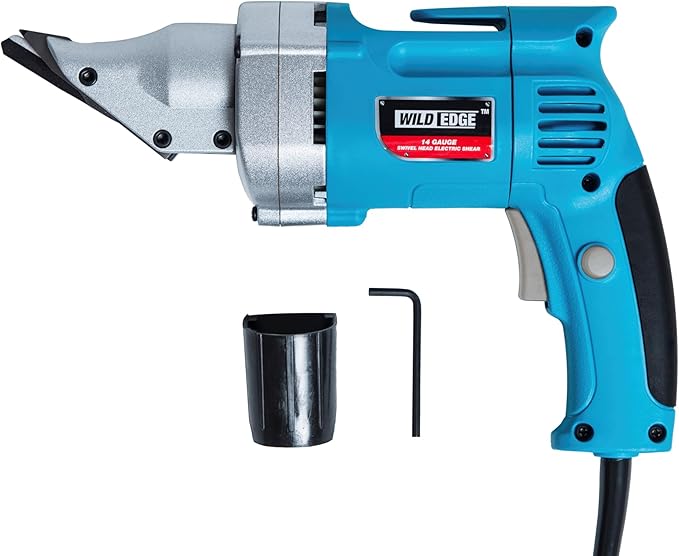 Electric Metal Shear, 14 Gauge 5.0 Amp Variable Speed Swivel Head Heavy Duty Sheet Metal Cutter