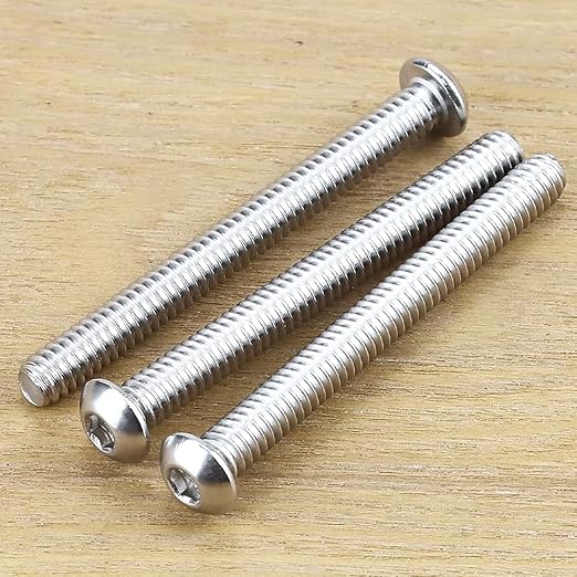 1/4-20 x 1-7/8" Button Head Socket Cap Bolts Screws, 304 Stainless Steel 18-8, Allen Hex Drive, Bright Finish, Fully Machine Thread, Pack of 50