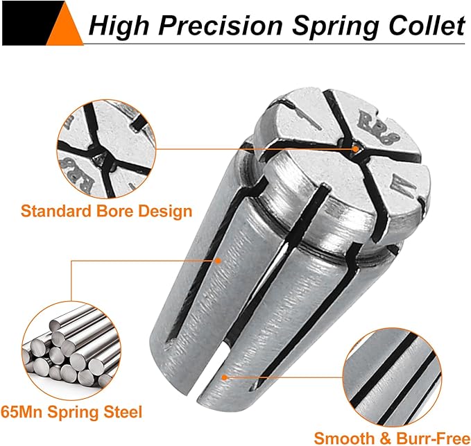 HARFINGTON Spring Collet Chuck ER8 1mm 65Mn Spring Steel Precision Router Collets for CNC Engraving Milling Lathe Tool