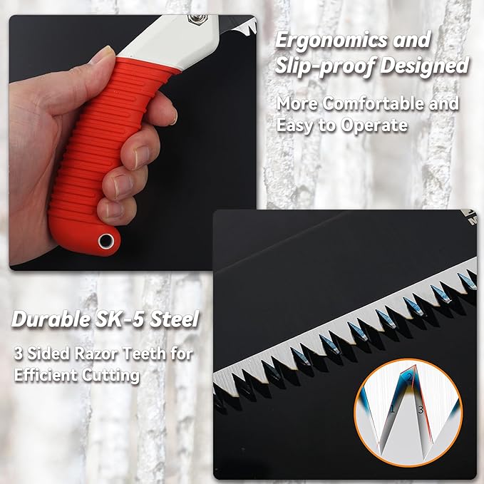 Hand Saws Hamind 10-Inch Pruning Saws | Tree Saw Designed for Single-Hand Use | SK5 Steel Curved Blade Hand Saw | Cuts Branches up to 7" in Diameter