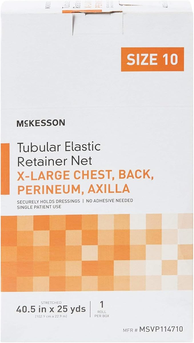 McKesson Tubular Elastic Retainer Net Dressing, Non-Sterile, Chest, Back, Perineum, Axilla, Size 10, 40 1/2 in x 25 yd, 1 Count, 1 Pack