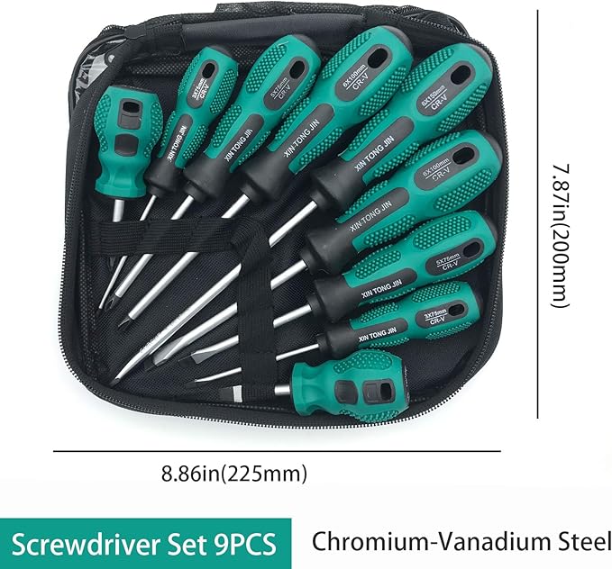12-Piece Magnetic Screwdriver Set: 5 Phillips & 7 Flathead Slotted Precision with Case for DIY, Home Improvement, Electronics, Automotive‌