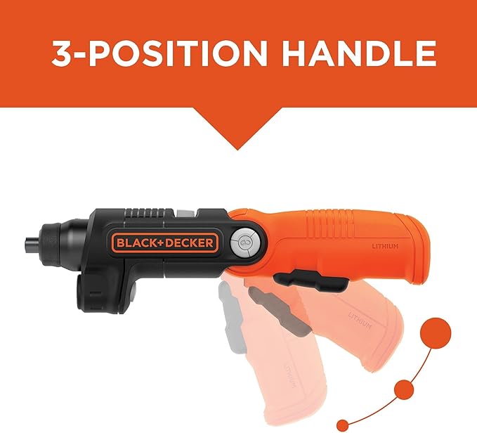 BLACK+DECKER Cordless Screwdriver with LED Light 4V MAX, Electric Screwdriver with 2 Pcs Bit Set (BDCSFL20C)