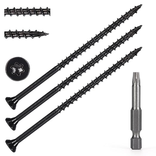 Wood Screws #10 x 4?쇺? T25 Star Torx Drive Flat Head Deck Screws, Black, 52Pcs (1lb)