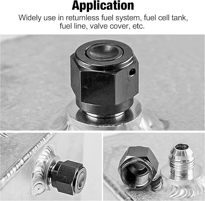 EVIL ENERGY 8AN Flare Cap Block off Fitting Plug Black 2PCS