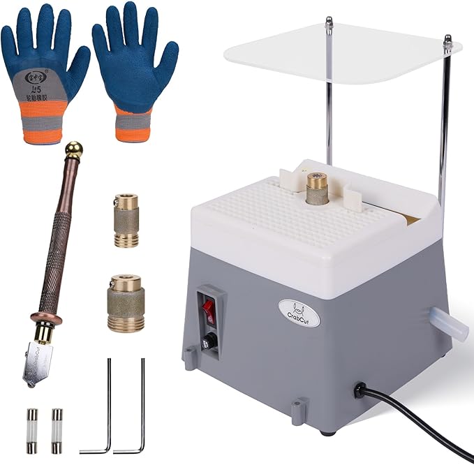 2-in-1 Stained Glass Grinder,Portable Precision Edge Angles (30째/45째/60째/90째) Shaping Drilling Grinder for Glass & Metal Arts,Tile,Marble,Ceramics,Jewelry Making,Mosaics Decoration