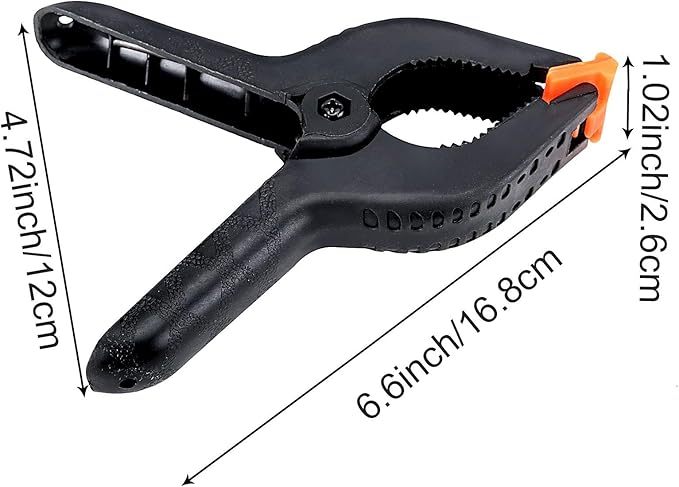 ZOENHOU 6 Inch 12 PCS Spring Clamp Set, Nylon Plastic Clips Heavy Duty Clamp with Flexible Jaw Pad and Anti-slip Handles for Woodworking Backdrop Photo Studio Craft DIY Art