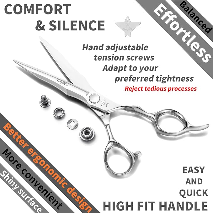 High-end Professional Extremely Very Sharp Barber Hair Cutting Scissors Hairdresser Shears For Hair 6.3 Inch Haircut Scissor Made Of Stainless Steel For Hairdressing Salon and Home Use